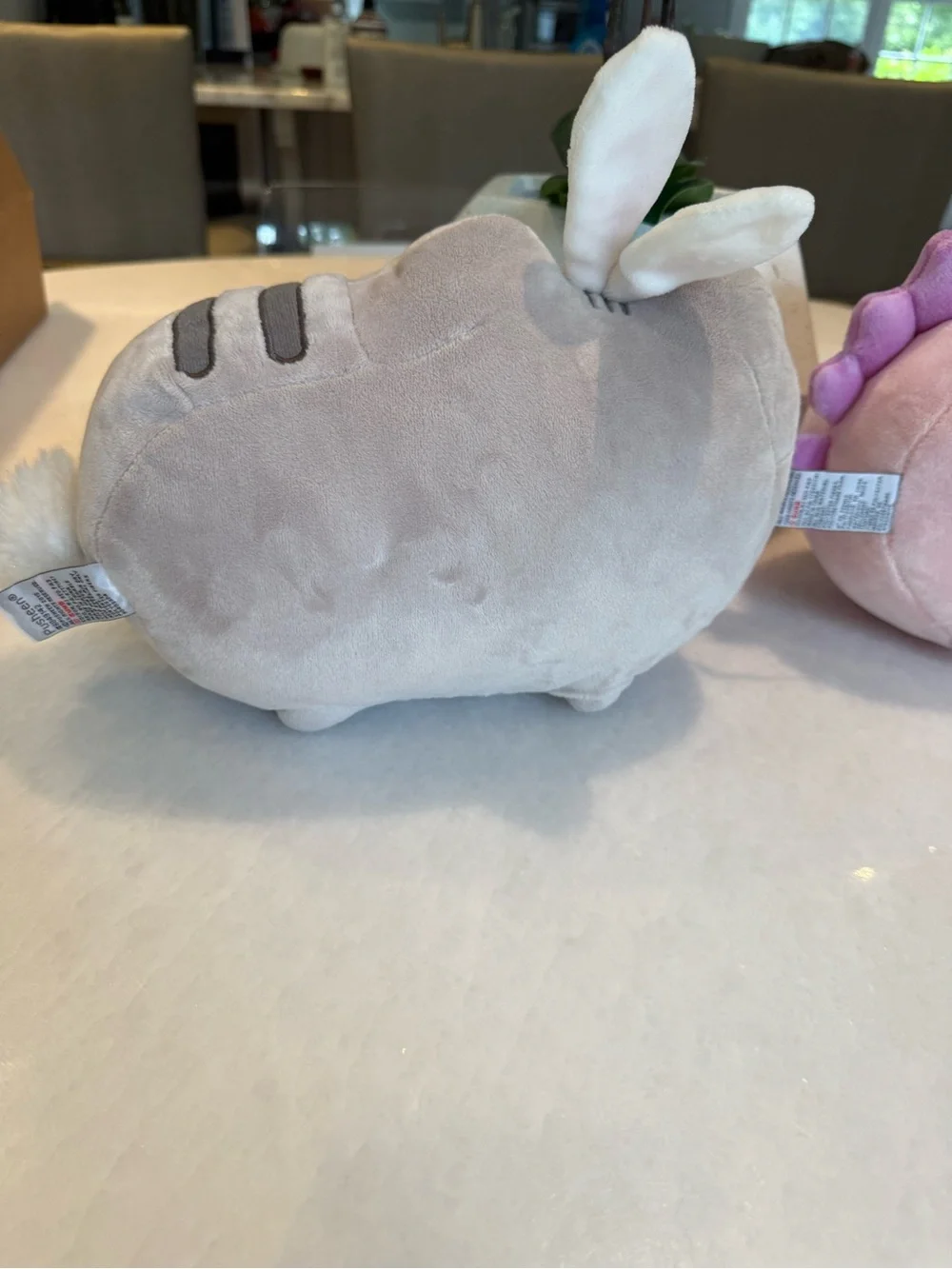 Plush Bunny-Ear and Pink Decorative Pusheen Pair